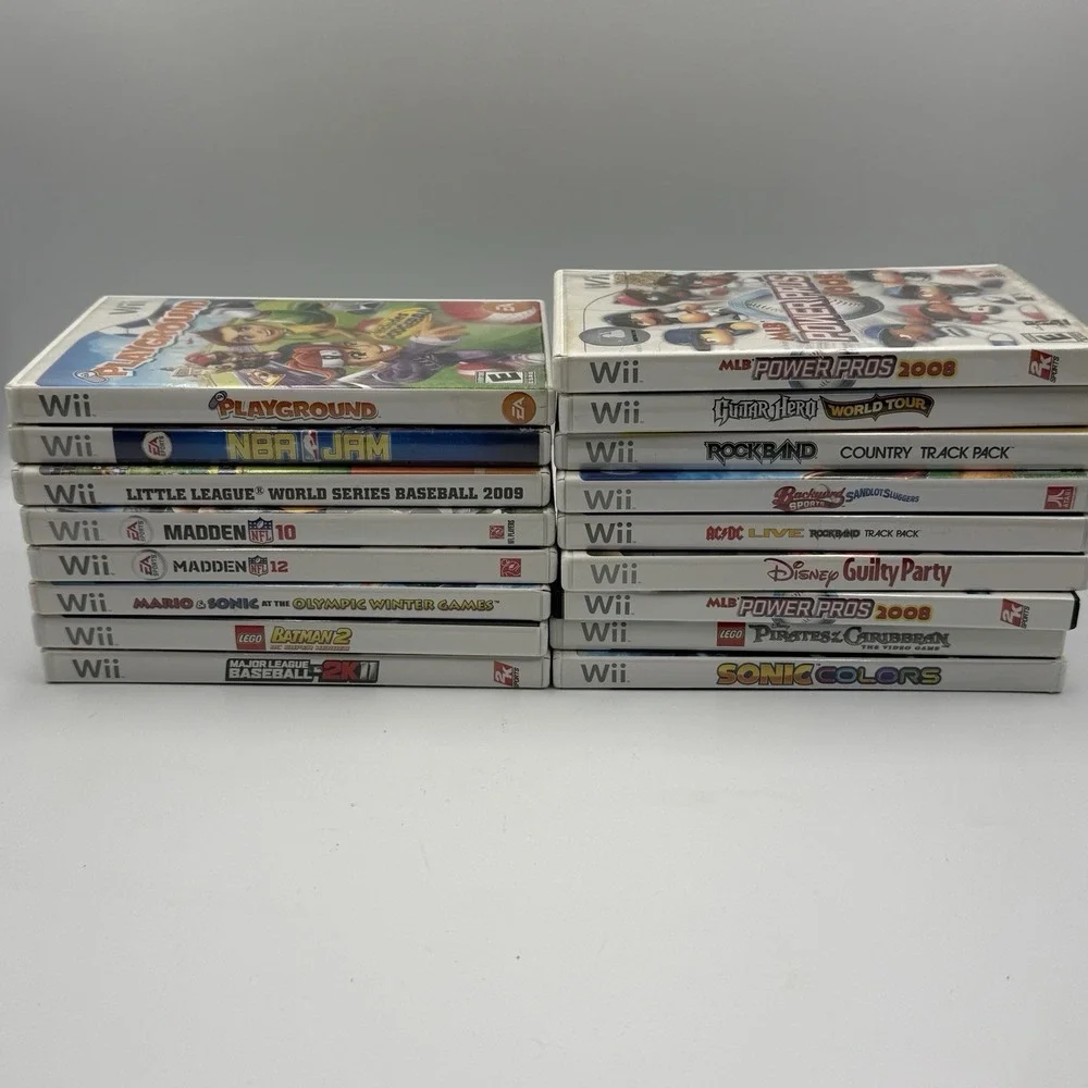 Nintendo Wii Games Lot of 17 Mario Sonic LEGO Batman NBA Jam Rock Band Sports